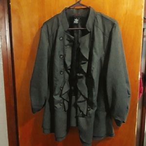 Torrid dark gray ruffled open front 3/4 sleeve jacket plus size 3X